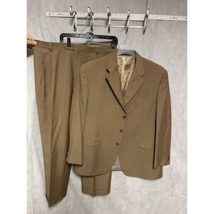 Sean John Suit Men 46R Camel Brown Micro Striped 3B Purple Label Pant 38X31 Luxe